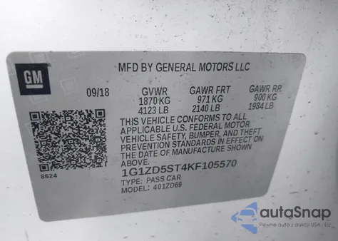 2019 Chevrolet Malibu Lt from USA, damaged, VIN 1G1ZD5ST4KF105570